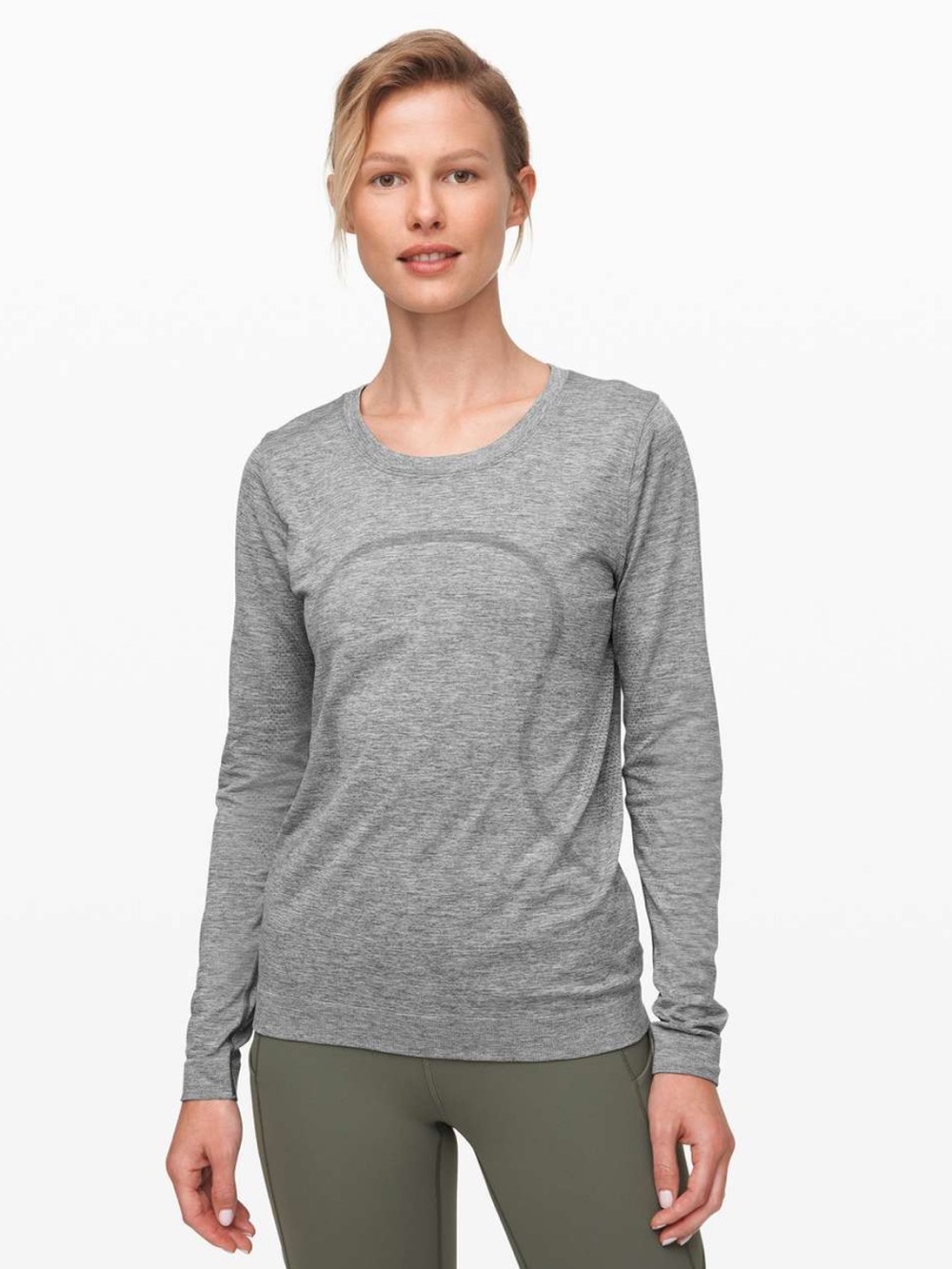 NWT New LULULEMON Swiftly Relaxed Long Sleeve Top SLTE Slate Gray White 4